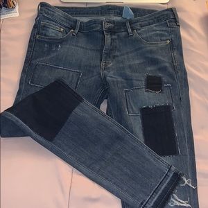 Cute Patchwork Jeans | Skinny Low Waist Ankle